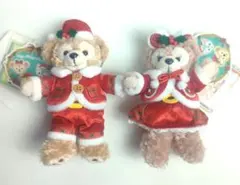ダッフィー シェリーメイ 2016 クリスマス　ぬいぐるみバッジ　タグ付き