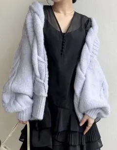 snidel モヘヤケーブルニットカーディガン