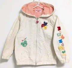 ミキハウス レトロ パーカー フード付き くま刺繍 110cm 希少【美品】
