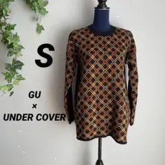 【GU】ジーユー アンバーカバーコラボ ニット Sチェック 総柄 美品
