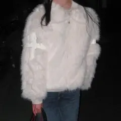 ファー ジャケット far cross blousonjacket White