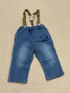 petit main スヌーピーデニム　サスペンダー付