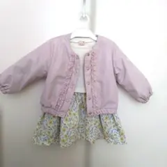 薄紫色フリルジャケットとワンピースセット　プティマイン