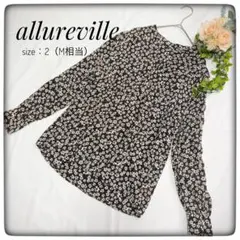 allureville　イペカ　カフタンブラウス　花柄　長袖　フラワー　黒のサムネイル
