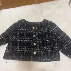 アプワイザーリッシェ⭐︎ドットツイード 半袖ノーカラージャケット 黒