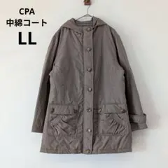 大きいサイズLL中綿フード付きコートフェイクファー付