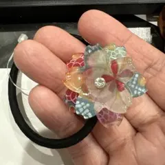 大特価一点物★⭐︎ヘアゴム666A可愛い桜の花和風お花高級アクリル花見ヘアゴム