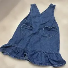 バースデイ　デニムブルー ジャンバースカート 110cm 美品