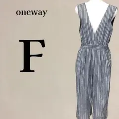 ワンウェイ one way ストライプ Vネック オールインワン F グレーのサムネイル