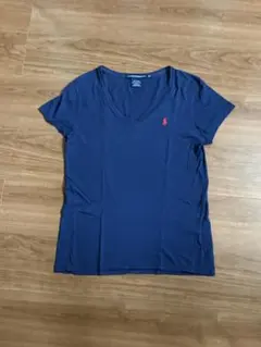 ビンテージ RALPH LAUREN SPORT Vネック Tシャツ ネイビーのサムネイル