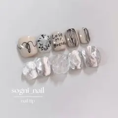 ［16］ネイルチップ　ニュアンスネイル　落書き　個性派ネイル　うねうね　ぷっくり