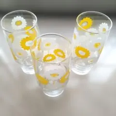 昭和レトロの花柄グラス 3個セット