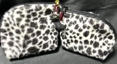 ⭕️アニマルファー生地のL型ミニポーチペア