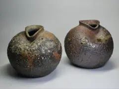 笠間焼　磯 秀和 作　一輪挿し　２点セット