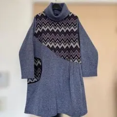 北欧風柄チュニックワンピース　フリース素材　マリメッコ　ネストローブピンクハウス