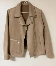 【美品】IEDIT スウェード調ライダースジャケット　レディース　ベージュ　M