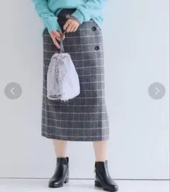 GREEN LABEL RELAXING リバーシブル ラップスカート チェック