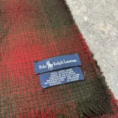 POLO RalphLauren チェック柄　マフラー　ストール　ウール　赤　緑