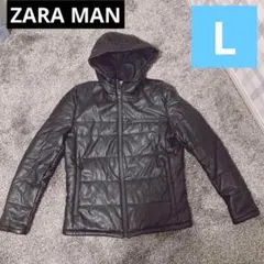 ZARA メンズ　レザー　高級感　アウター　ダウンジャケット　おしゃれ