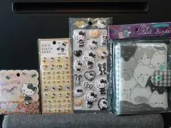 ハローキティシール+シール帳セット　ブラックリボン