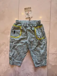 新品◆18m BOBO CHOSES ギンガムチェック　パンツ　水色のサムネイル