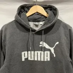 プーマ プルオーバーパーカー M グレー デカロゴ キャットプリント スウェット