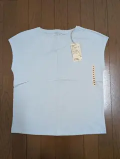 新品未使用 無印良品フレンチスリーブ ポートネックTシャツ M ライトグレー