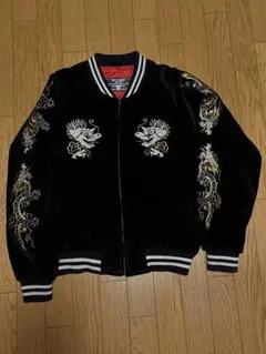 80年代ビンテージ　LONDON F.B. ドラゴン刺繍　ベロアスカジャン 80s LONDON F.B. 別珍 スカジャン 龍（ドラゴン）フル刺繍 - メルカリ