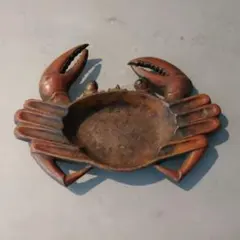 昭和レトロ 真鍮製 蟹 カニ 灰皿 香炉 置物 工芸品 ヴィンテージ 骨董