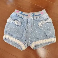 水玉模様デニムショートパンツ　100