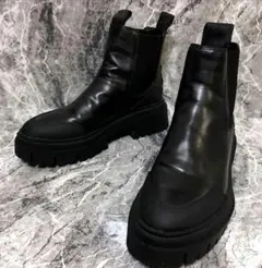 ✨美品✨　ZARA サイドゴアブーツ ブラック レザー トラックソール 38