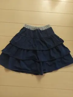 ネイビー フリルスカートズボン ゴムウエスト