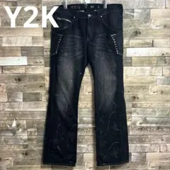 y2k アーカイブ archive フレアデニム ブーツカット 刺繍 グランジ 
