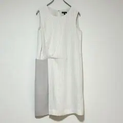 n0704【インディヴィ】ワンピース 日本製 Iライン ストライプ