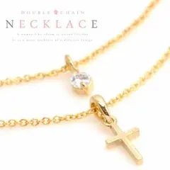 【特別価格】☆大人気☆2連ネックレス　Czダイヤ　パール