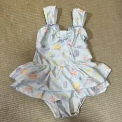 110cm 女の子　水着　カラフルスイーツプリント水着
