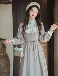 ら*ん様 ロリータ ワンピース Mサイズ 胸元リボンなし ベルトあり