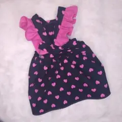 犬服ハンドメイド　エプロンワンピース　ピンクフリルver SSsize