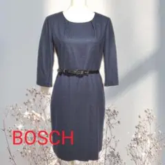ボッシュ　BOSCH　ワンピース　七分袖　千鳥柄 黒×紺　38　Mサイズ