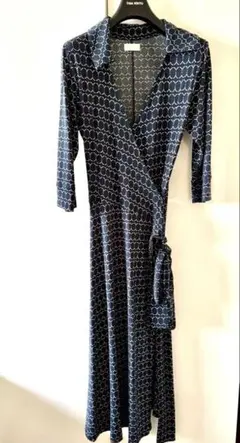 アンレクレ　ネイビー 幾何学模様 ラップワンピース