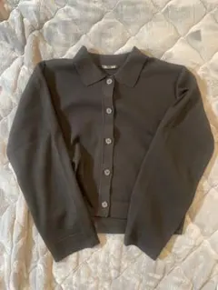 GU ミラノリブポロカーディガン　ブラック