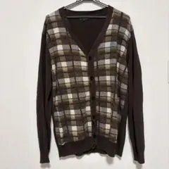 PaulSmith ポールスミスブラウン チェック柄 ニットカーディガンのサムネイル