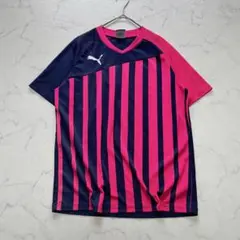 PUMA プーマ プラクティスシャツ 半袖（S）ネイビー×ピンク 速乾 練習着