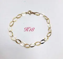 k18 18金 ブレスレット　イエローゴールド　オーバルチェーン
