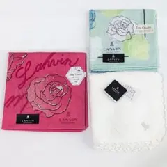 ランバン ハンカチ 3枚セット 新品 タグ付 花柄 レース LANVIN