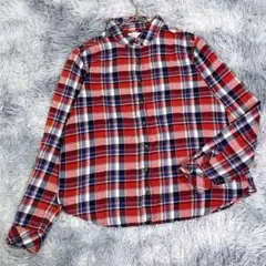 earth music&ecology【M】長袖シャツ チェック柄 レッド 薄手