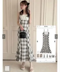 GRL チェック柄キャミソールマーメイドロングワンピース[gn467]