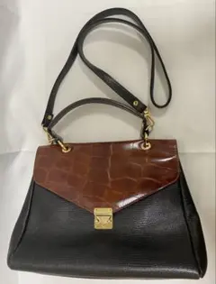 MAARI ASKEW 2WAYバッグ 黒茶 ゴールド金具