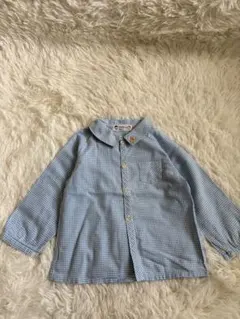 ☘️ファミリア☘️青系チェックシャツ 90cm