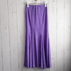 パープル ドット マーメイドスカート 着丈86 ウエストゴム 伸縮性あり 裏地付